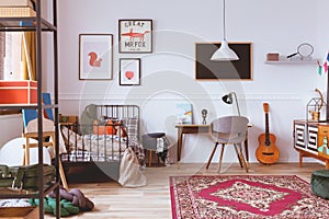 Vintage style kids bedroom with furniture