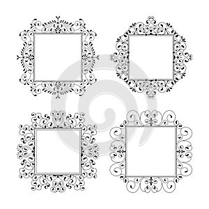 Vintage style lacy square frames collection. Decorative frame set