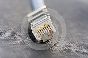 Vintage style macro shot of a old CAT 5 ethernet cable