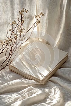 Vintage Style Magazine Flat Lay with Soft Textures photo