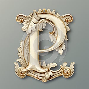 Vintage Style Mannerism Letter P Clipart In Cream
