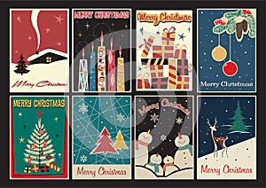 Vintage Style Merry Christmas Greeting Cards