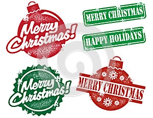 Vintage Style Merry Christmas Stamps