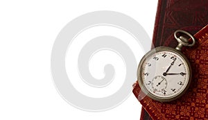 Vintage style mockup with vintage pocket watch. Place for text