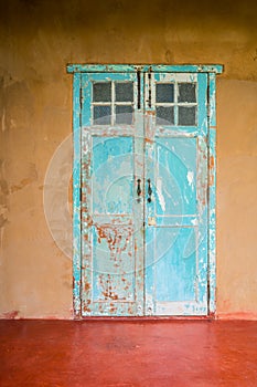 Vintage style old aged house door and window