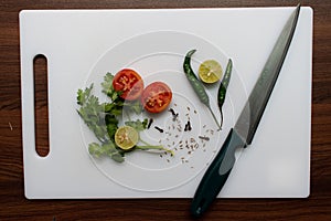 Style old salad with vegetables ingredients isolated on a plate