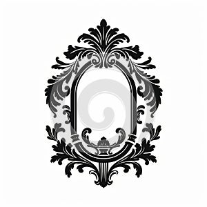 Classicism Mirror: Black And White Floral Frame In Baroque Sculptor Style photo