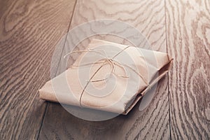 Vintage style parcel wrapped with rope