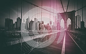 Vintage style photo of Brooklyn Bridge