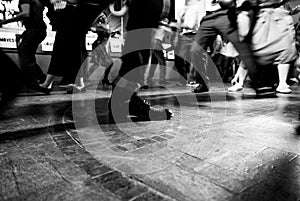 Vintage style photo of dance hall with people dancing photo