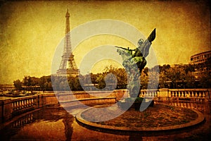 Vintage style picture of the Eiffel Tower