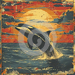 Vintage-style poster advocating for conservation of marine life on World Ocean Day.