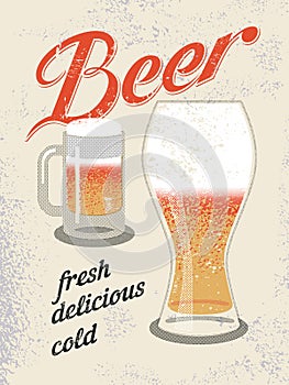 Vintage style poster. Retro vector beer poster.