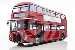 Vintage style red bus of London. White isolated