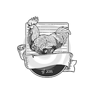 Vintage style rooster vector badge logo template