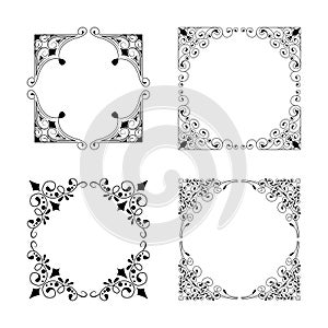 Vintage style square frames collection. Decorative frame set