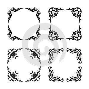 Vintage style square frames collection. Decorative frame set for your design