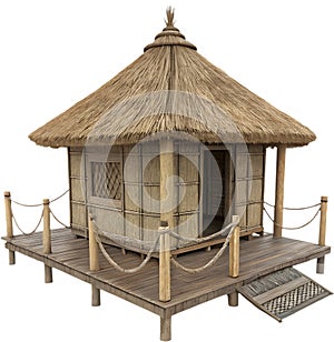 Vintage-style straw hut design with adorable charm.