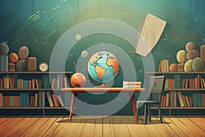 Vintage Style Study with Globe and Books