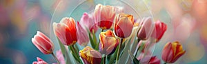 Vintage-style Tulip Bouquet Bursting with Color
