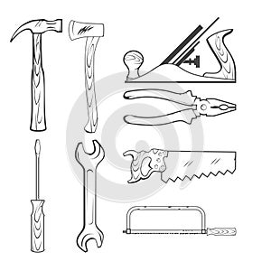 Vintage Style Vector Hand Tools for Construction
