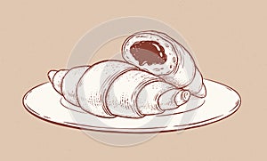 Vintage style vector illustration of Croissants