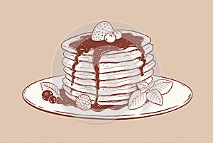 Vintage style vector illustration of Pancakes