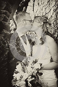 Vintage style wedding couple