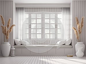 Vintage style window seat 3d render