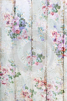 Vintage style wooden background with floral pattern