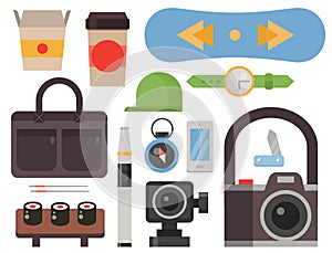 Vintage styled design hipster icons vector signs and symbols templates gadgets element and other things illustration.