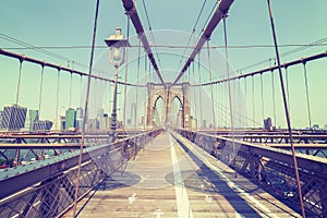 Vintage stylized photo of the Brooklyn Bridge, NYC.