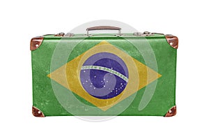 Vintage suitcase with Brasil flag