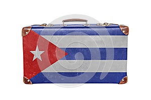 Vintage suitcase with Cuba flag