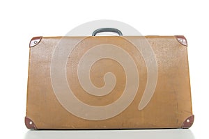 Vintage suitcase isolated on white.