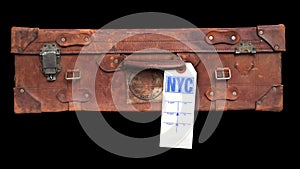 Vintage Suitcase With NYC Baggage Label
