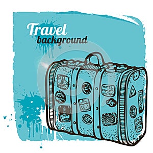 Vintage suitcase vector illustration, old travel bag