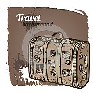 Vintage suitcase vector illustration, old travel bag