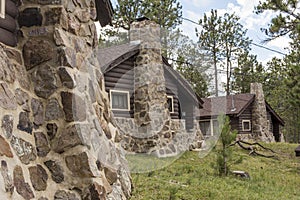 Vintage summer cabins exterior view