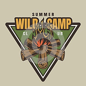 Vintage summer camp colorful logotype
