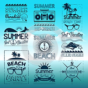 Vintage summer typography design with labels