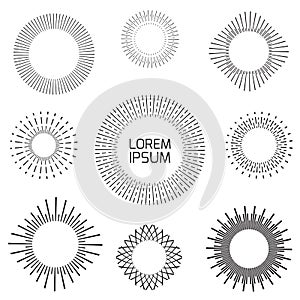 Vintage sun burst frames and design elements