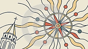 Vintage Sun Compass Rose Design, vector design Generative AI