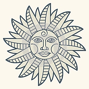 Vintage sun face compass rose