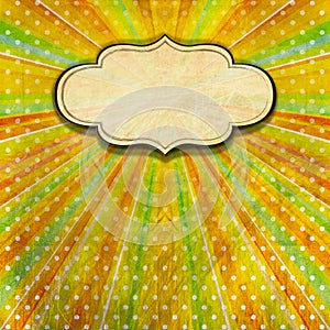 Vintage Sunbeams Background with Label