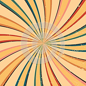 Vintage Sunburst Rainbow Colorful Swirl Texture Retro Style background. Social media post vector illustration