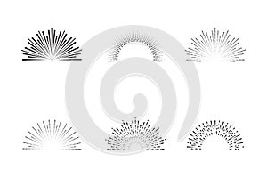 Vintage sunburst. Vector sunburst line icons set