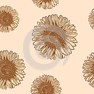 Vintage sunflower patterned background vector illustration, remix from artworks
