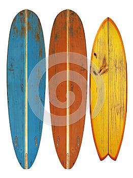 Vintage surfboard isolated on white