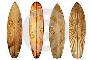 Vintage surfboard isolated on white